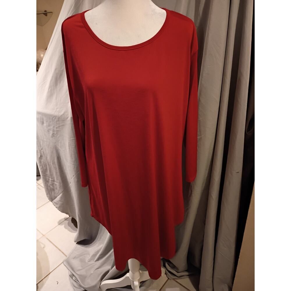 LAB Lucky And Blessed Long Tunic Red Liquid Knit 3X Laganlook